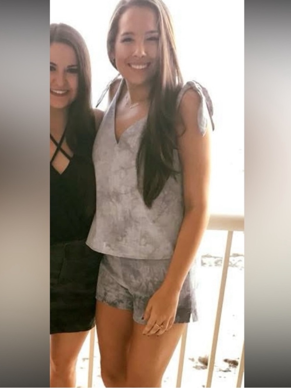Honey Belle Gray Tie-Dye Sleeveless Shorts Set
